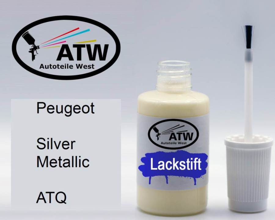 Peugeot, Silver Metallic, ATQ: 20ml Lackstift, von ATW Autoteile West.